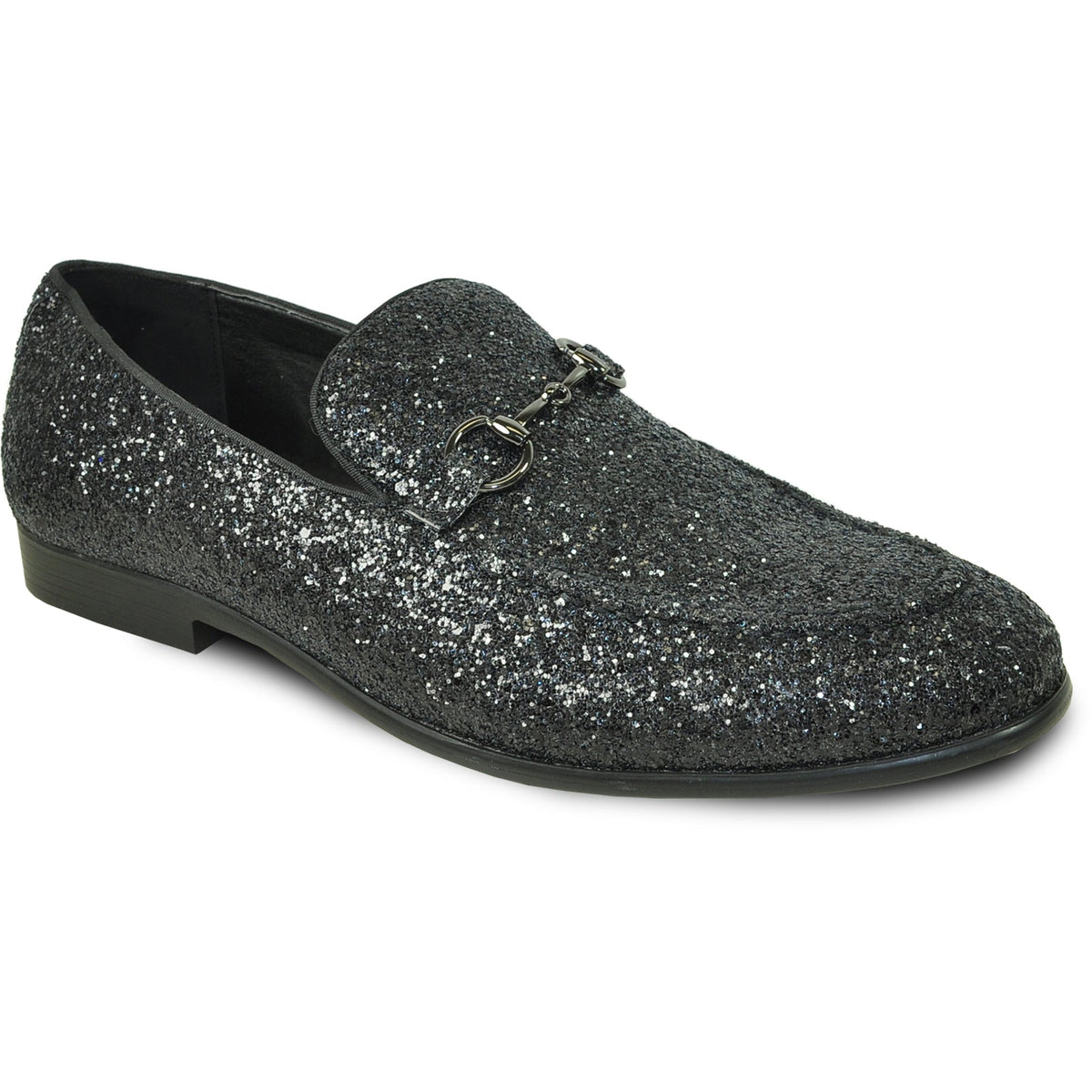 "Black Sequin Prom 2026 Tuxedo Loafer - Modern Men's Glitter Footwear"