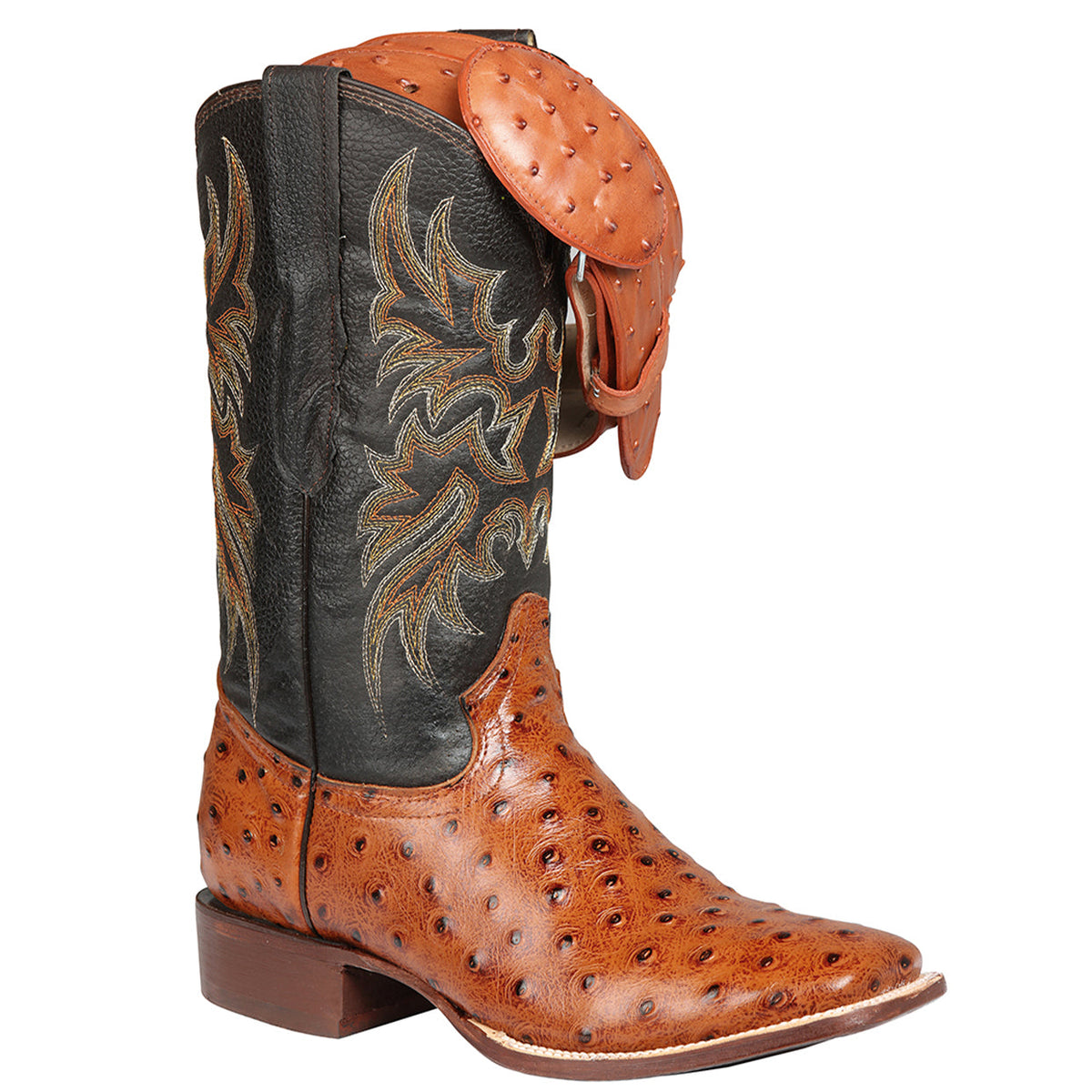 Ostrich Print Boots Cognac