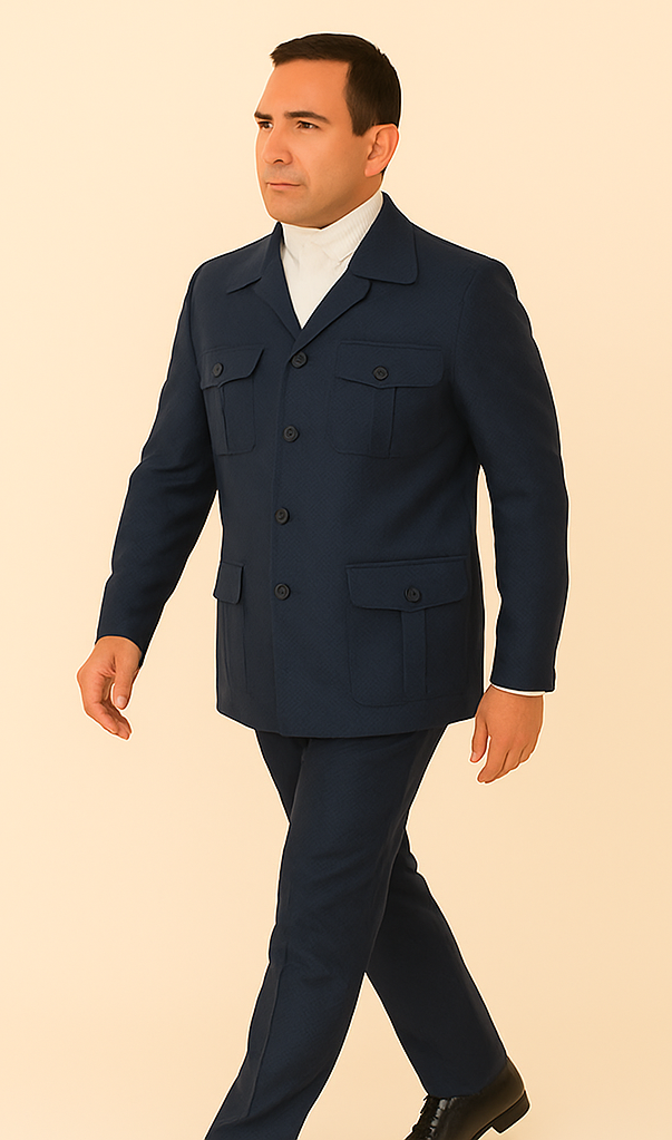 Rossi Man DUKE RM1768 – Slim Fit Navy 3-Piece Suit for Men | Stylish Formalwear
