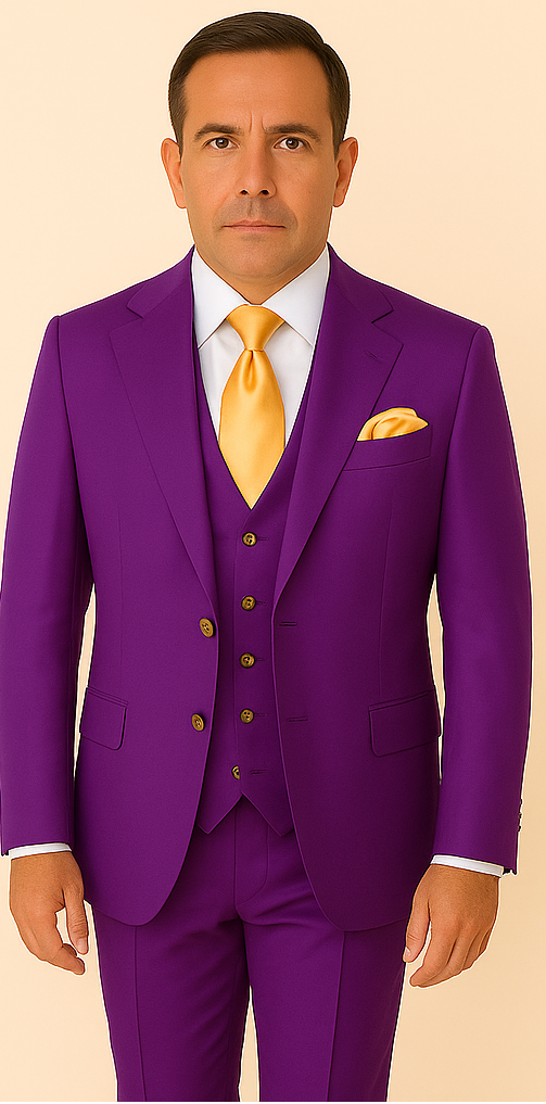 Rossi Man BOND RM1778 Slim Fit 3-Piece Purple Suit – Elegant Tailored Suit for Men