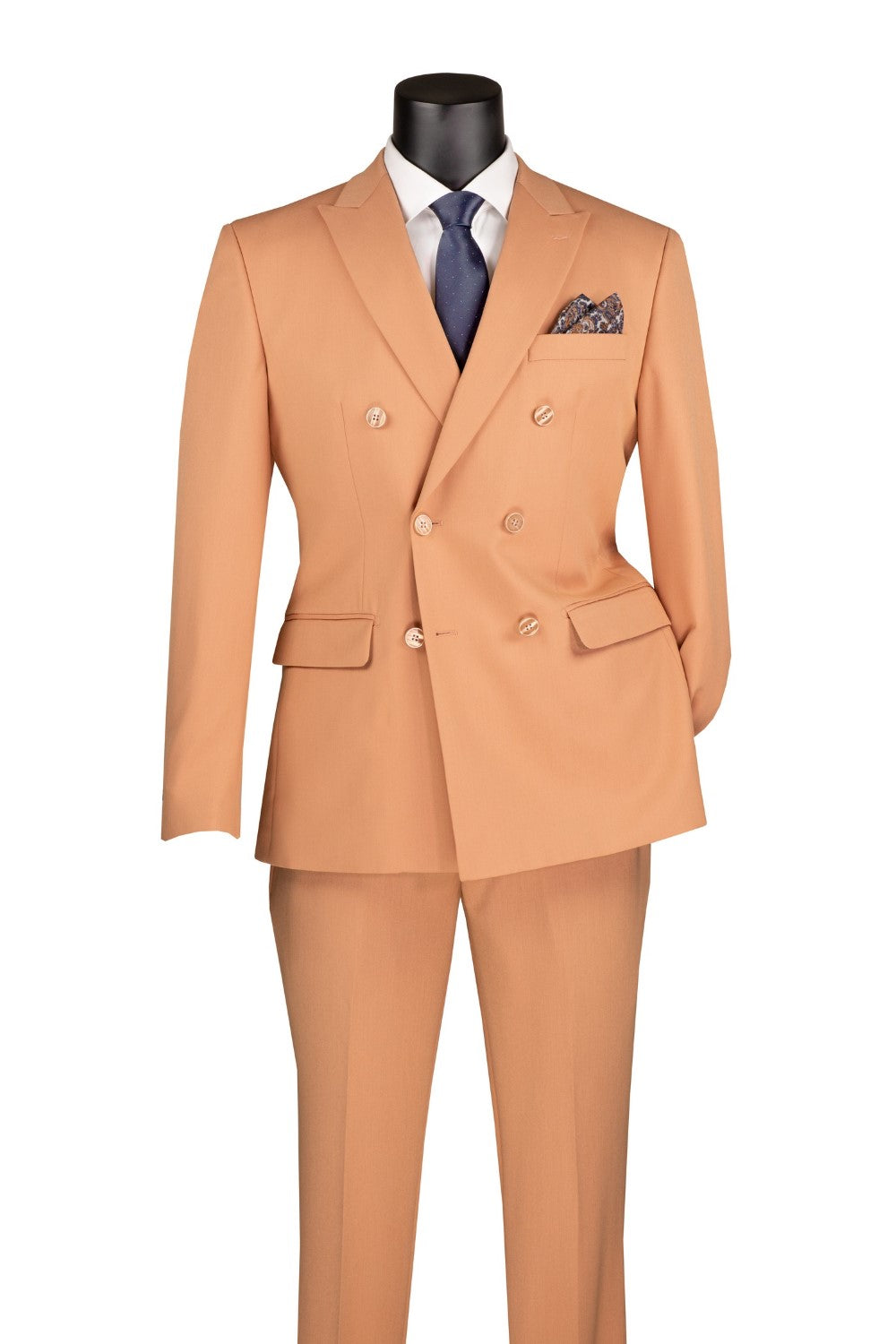 Peach Slim Fit Double Breasted 2 Piece Suit with Flexible Elastic Waistband