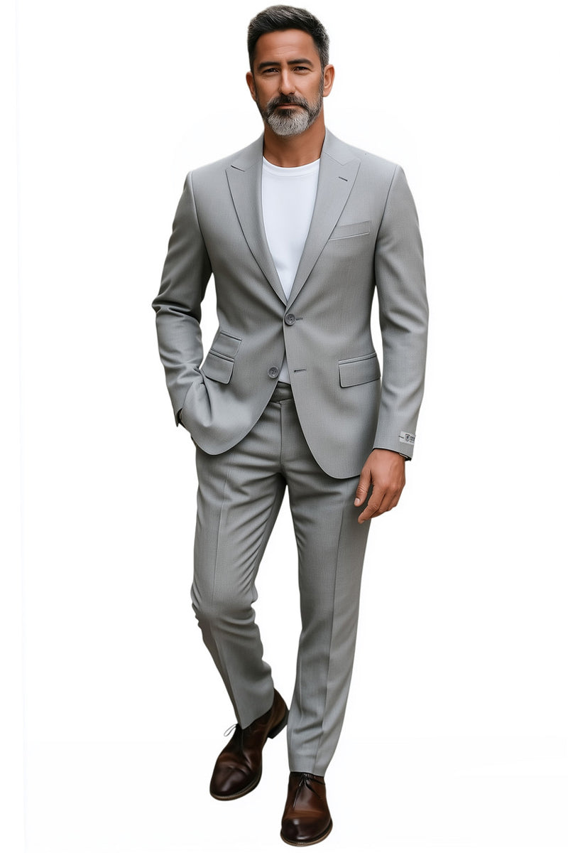 Men's Stacy Adams Basic Slim Fit Wedding & Business Suit in Light Grey