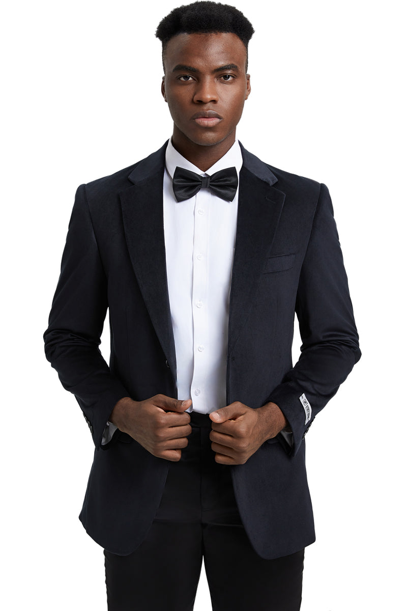 Men's Stacy Adams Modern Fit Velvet Blazer in Black