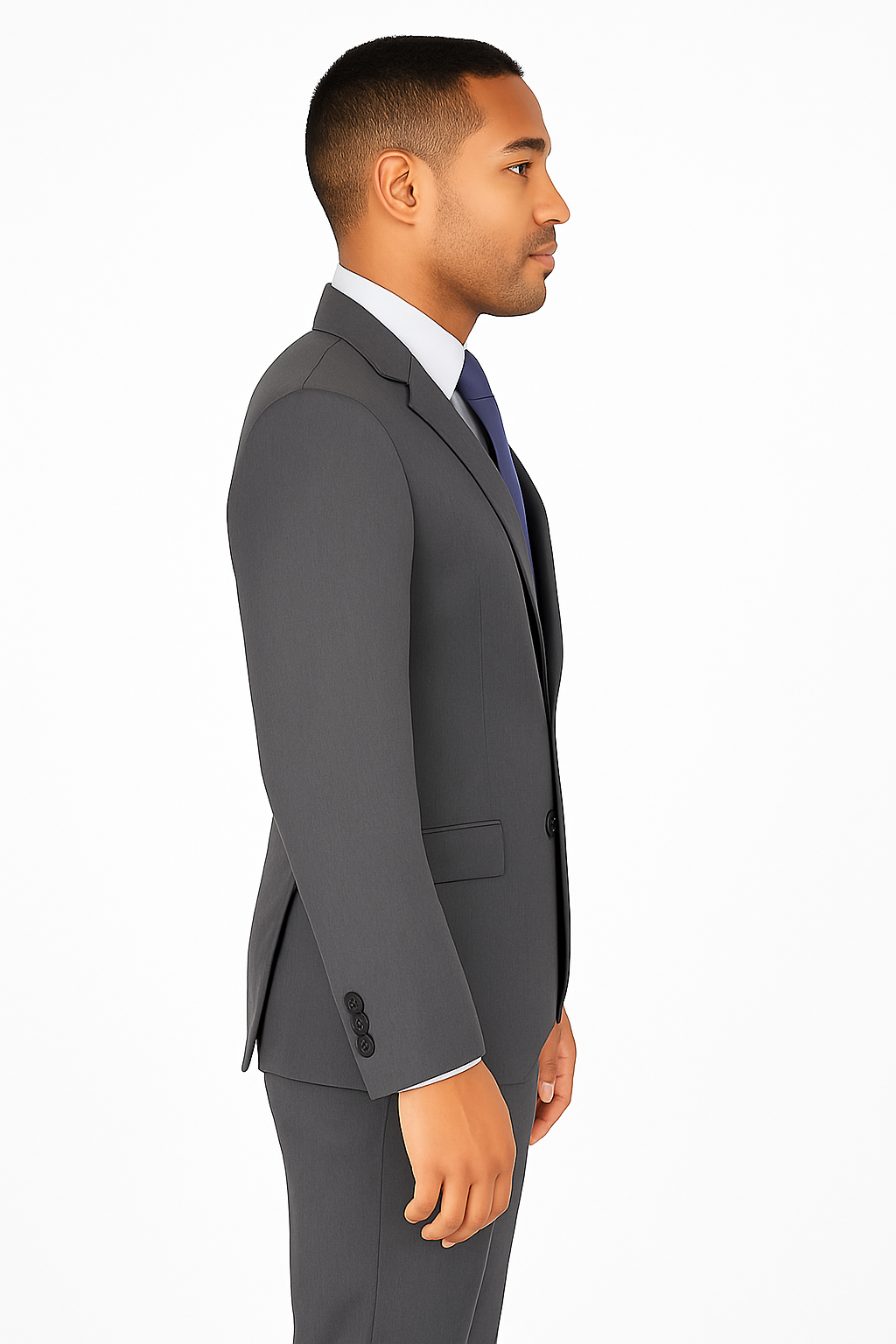 Slim Fit 2 Piece Suit Stretch Fabric Suit with Adjustable Waistband in Charcoal