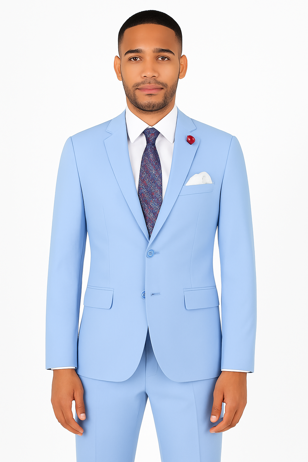Ultra Slim Fit 2 Piece Suit Stretch Fabric in Solid Light Blue