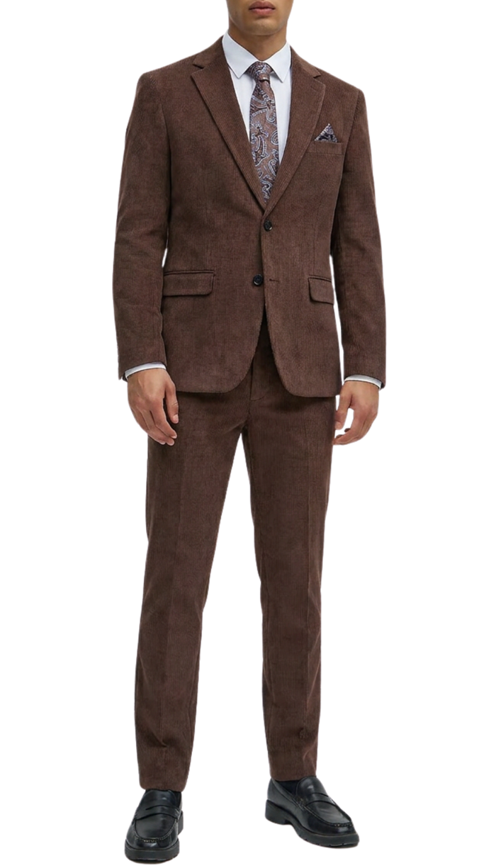 Mens Fall Fabric Cotton corduroy Suit - Winter Jacket and Pants in Color "Brown"