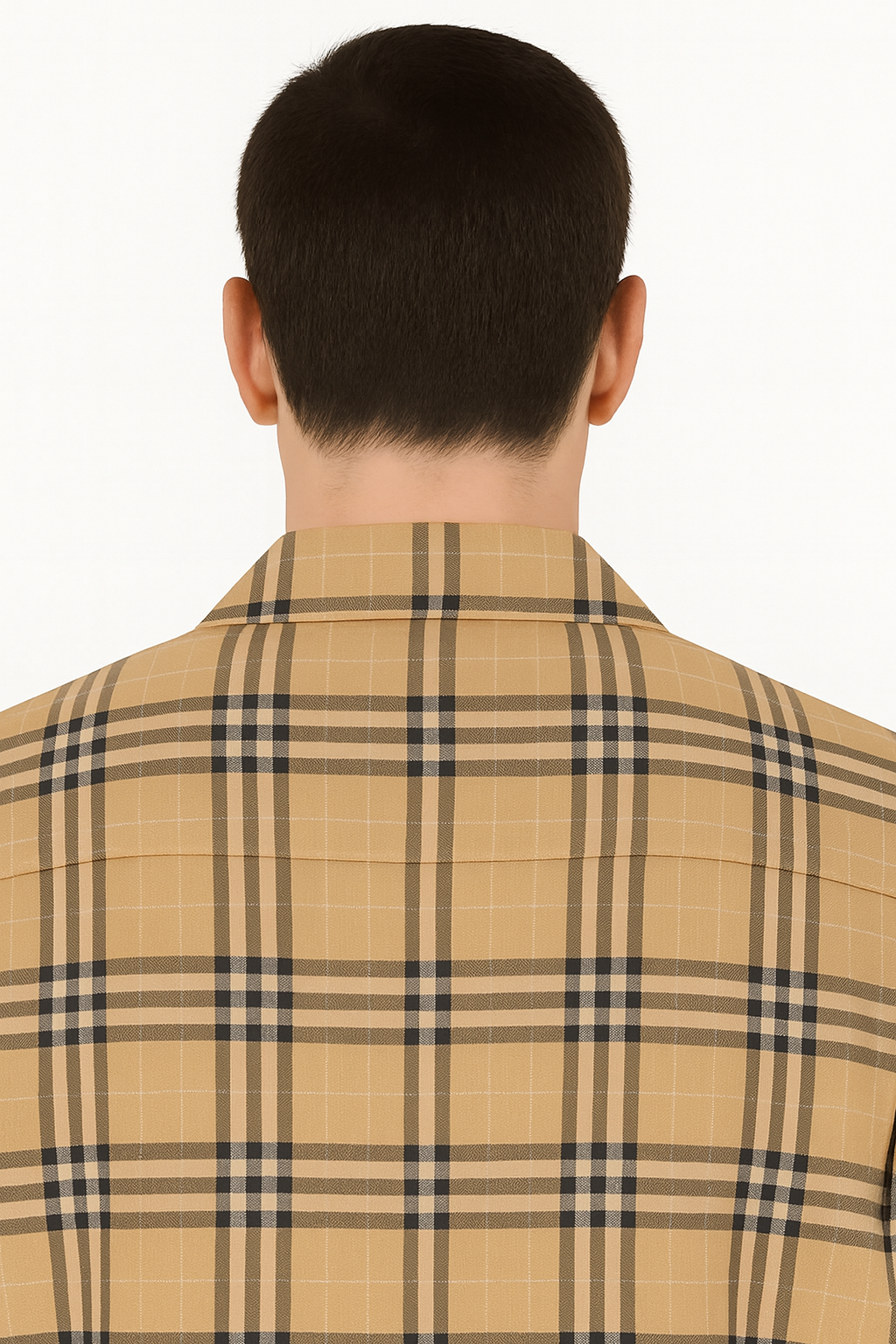 Beige Plaid Button-Up Shirt for Men – Casual to Semi-Formal