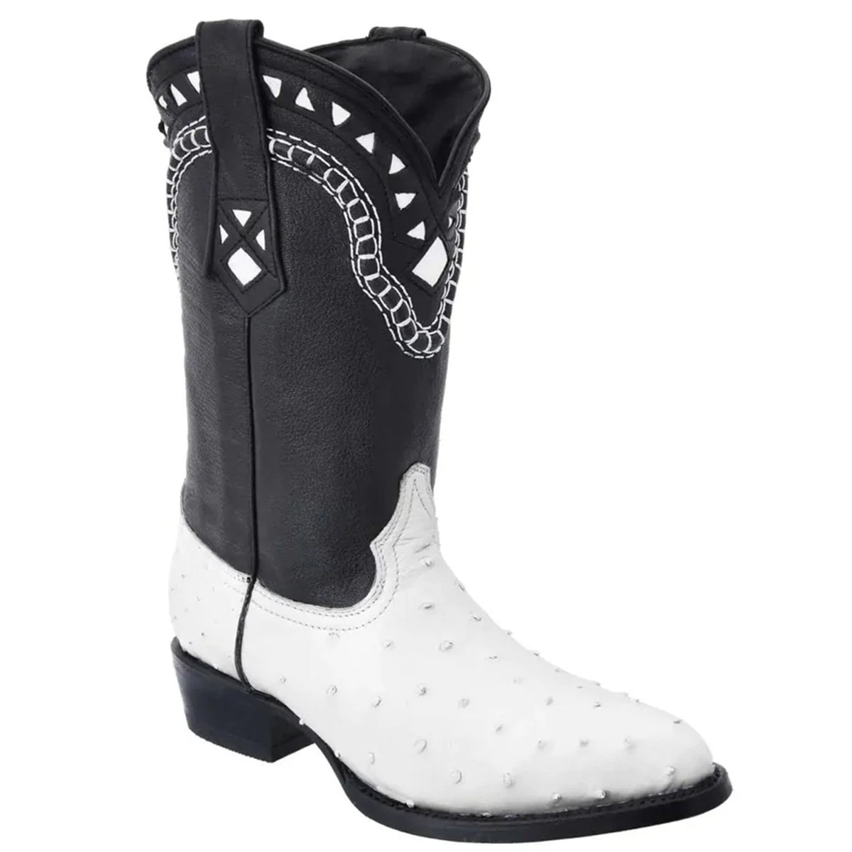 Mens White Diamond Boot White Ostrich Cowboy Boots J-Toe