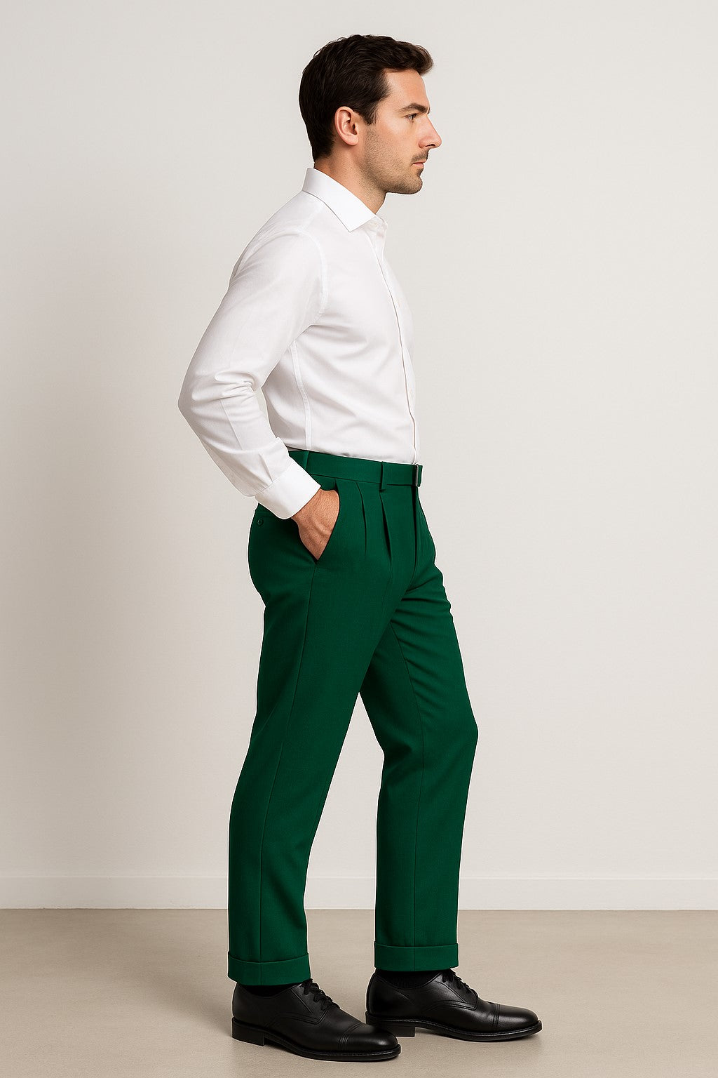 Zacchi Mens Dress Pleated Green Slacks - Colorful Pants