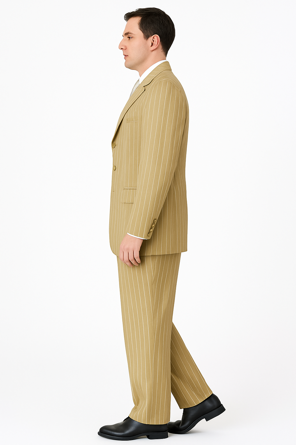 Beige Pinstripe Business Suit – 3-Piece Professional Wear