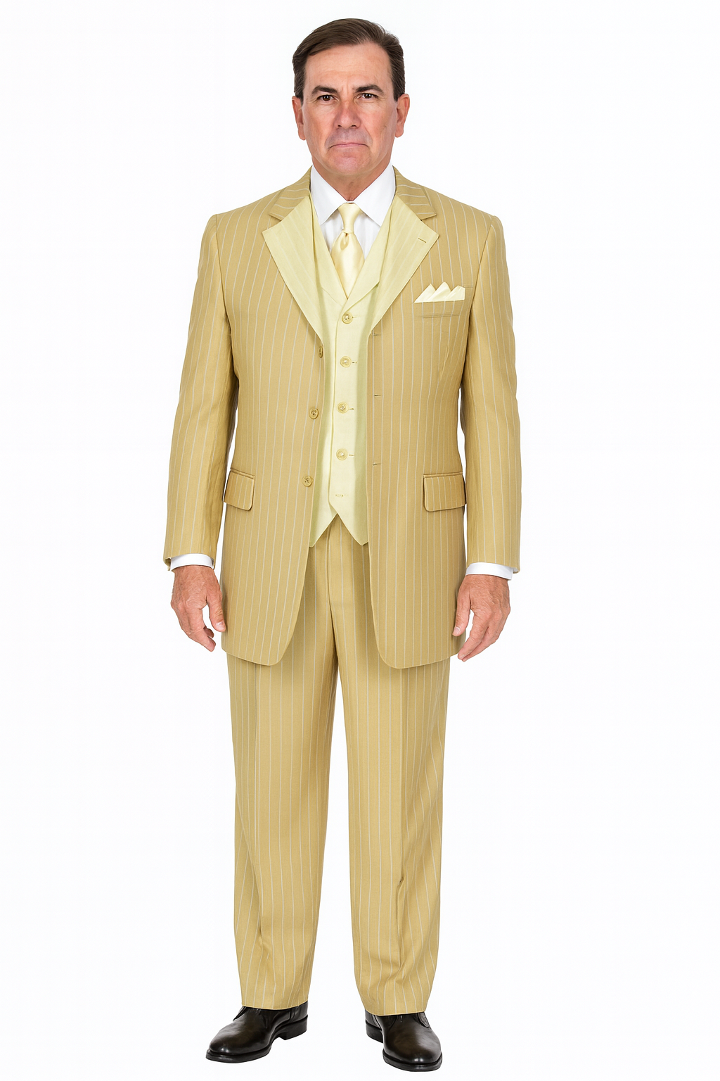 Beige Pinstripe Business Suit – 3-Piece Professional Wear