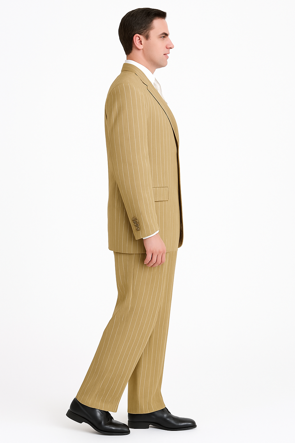 Beige Pinstripe Business Suit – 3-Piece Professional Wear