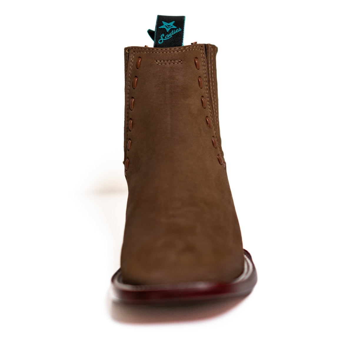 Los Altos Women's Boot Wide Square Toe Nobuck Taupe Leather Sole