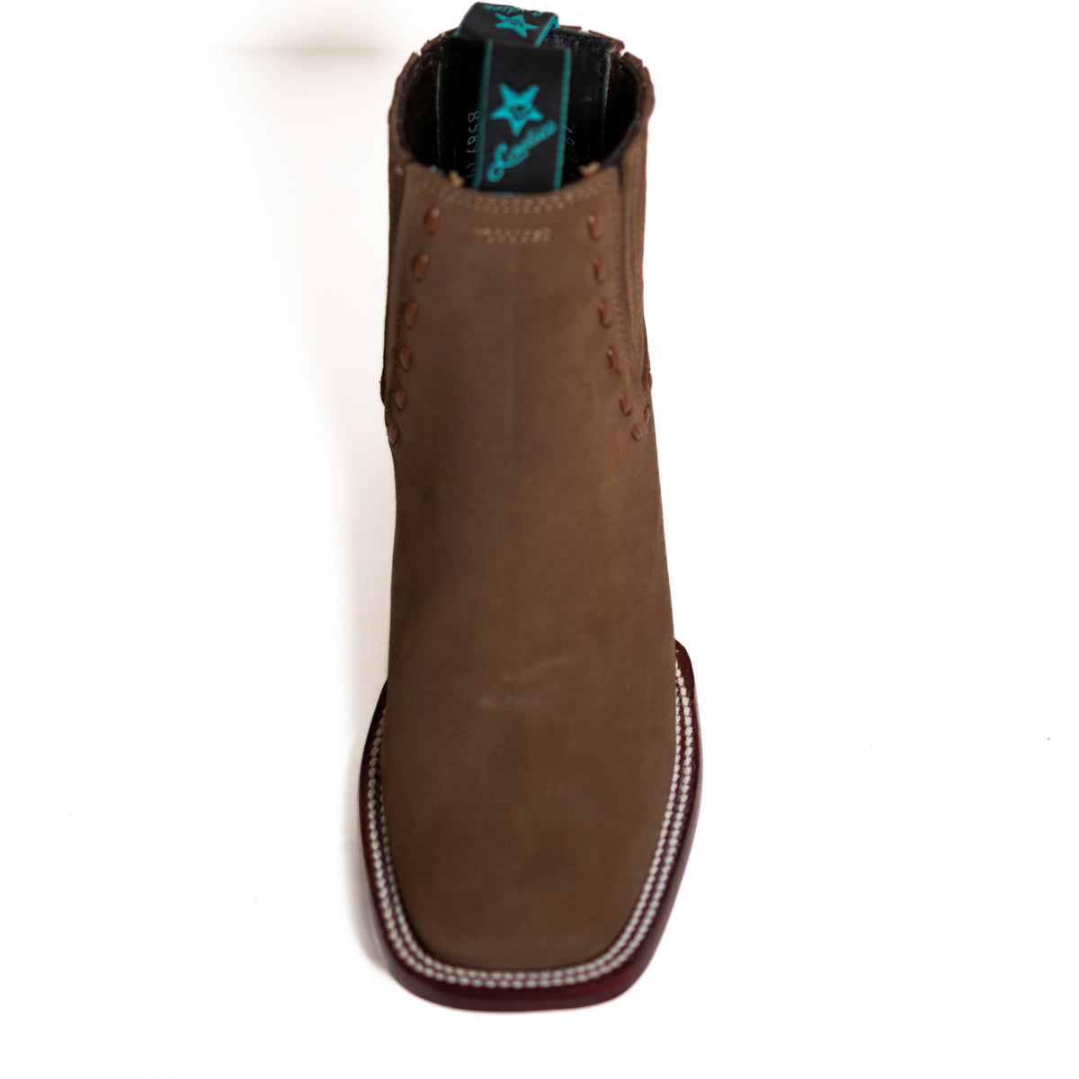 Los Altos Women's Boot Wide Square Toe Nobuck Taupe Leather Sole