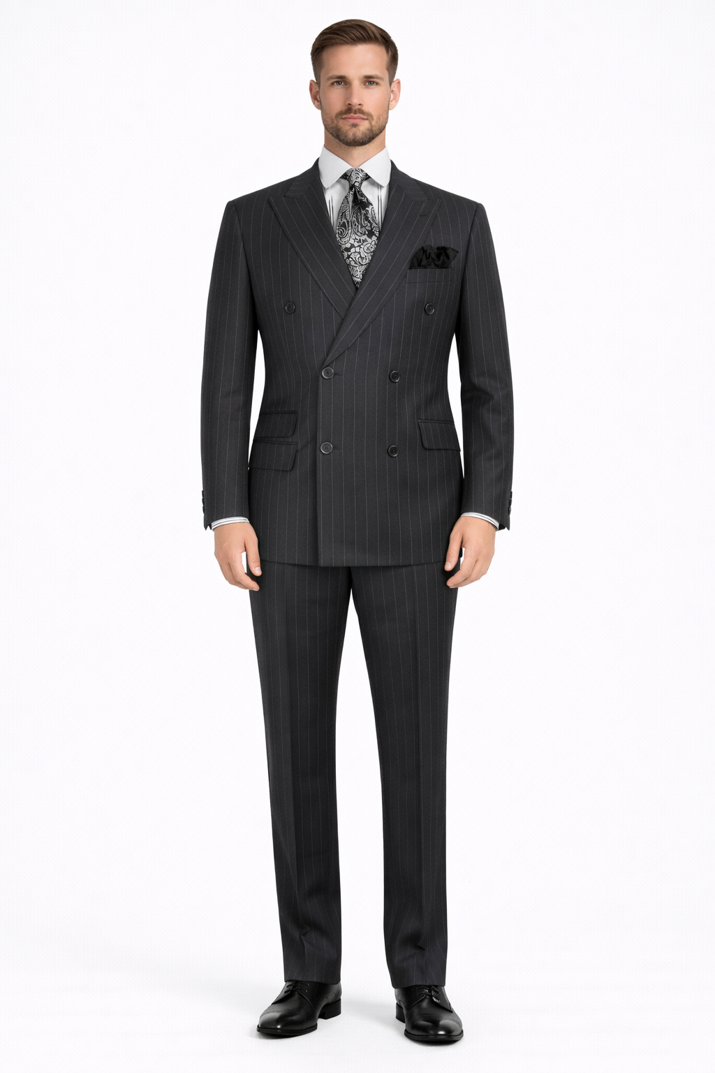 Apollo King Men's Outlet 3 Piece 100% Wool Suit Fashion Windowpane-New Designer Collection