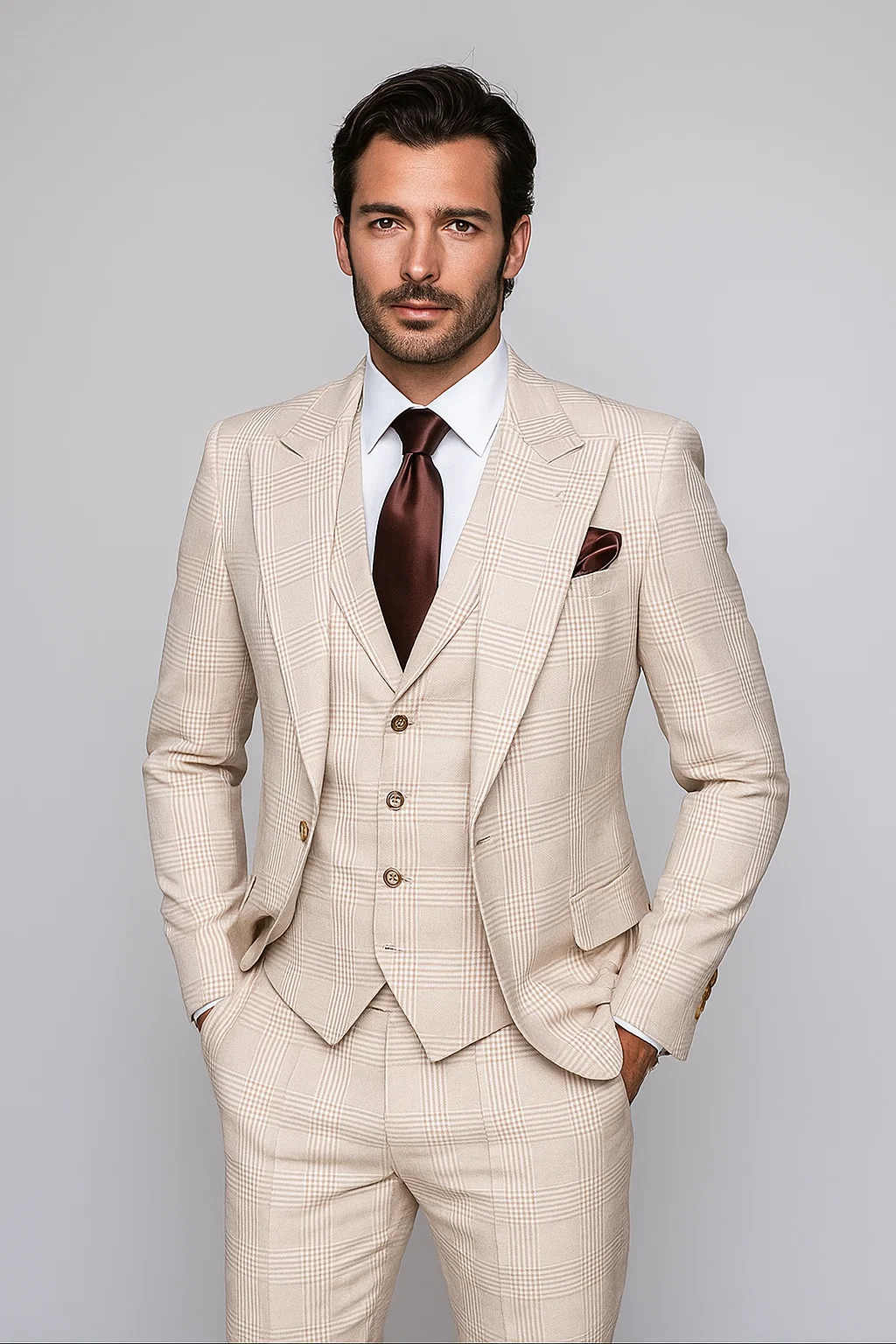 Suits With Baggy Pleated Pants - Wide Leg Pants 100% Wool - Classic Fit by Rossiman