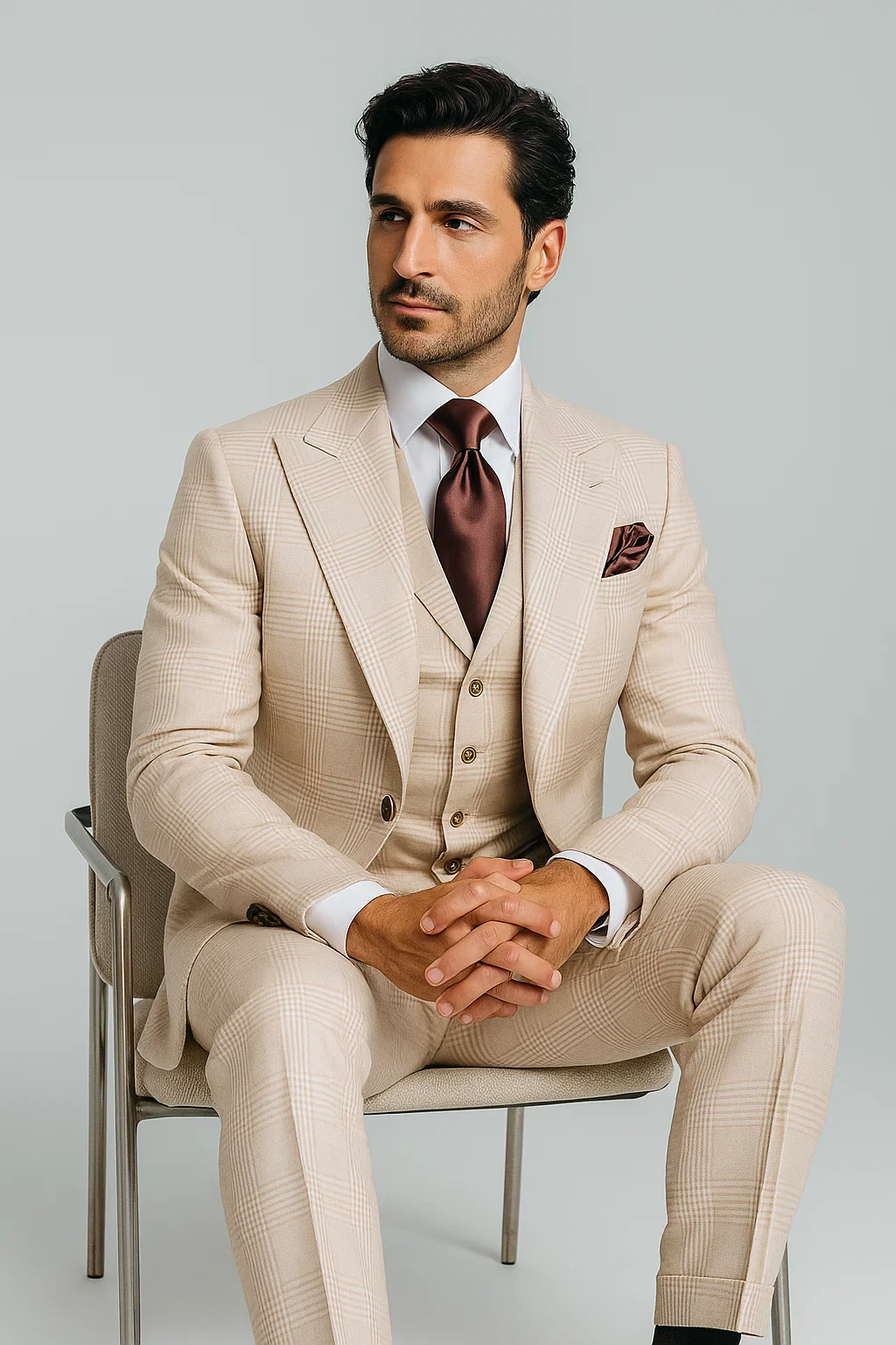 Suits With Baggy Pleated Pants - Wide Leg Pants 100% Wool - Classic Fit by Rossiman