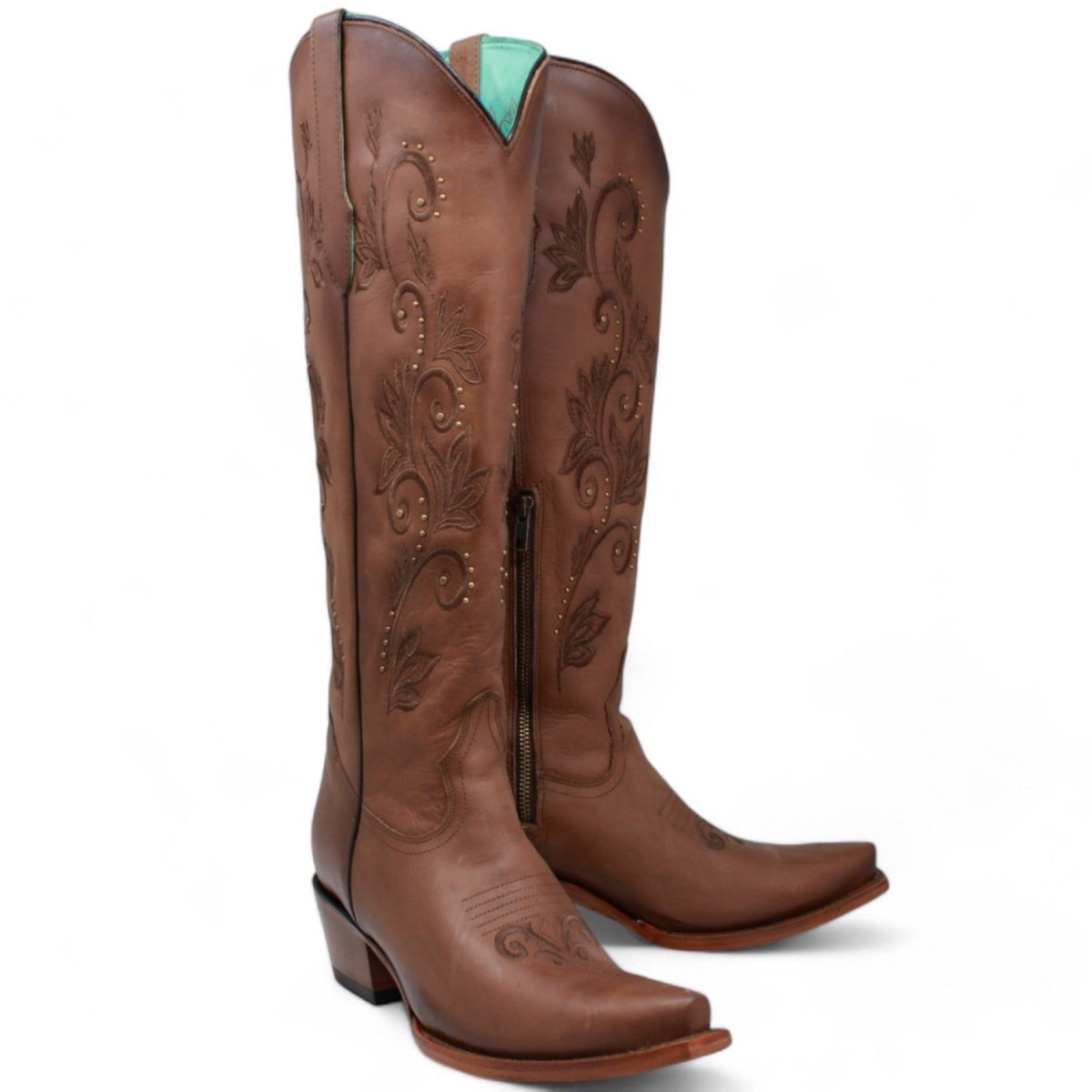 Botas Altas de Cuero Original para Mujer Color Miel Q34T8351