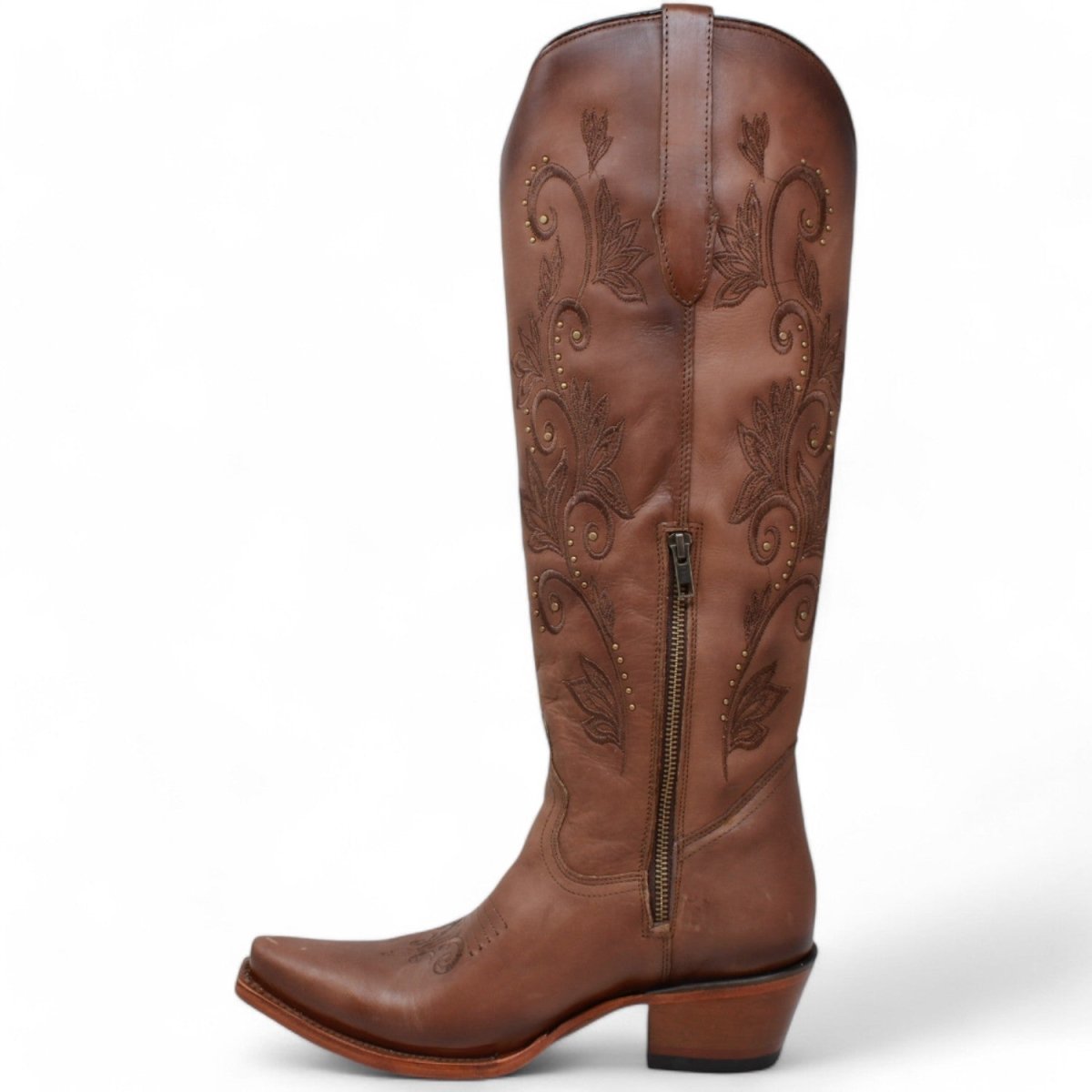 Botas Altas de Cuero Original para Mujer Color Miel Q34T8351