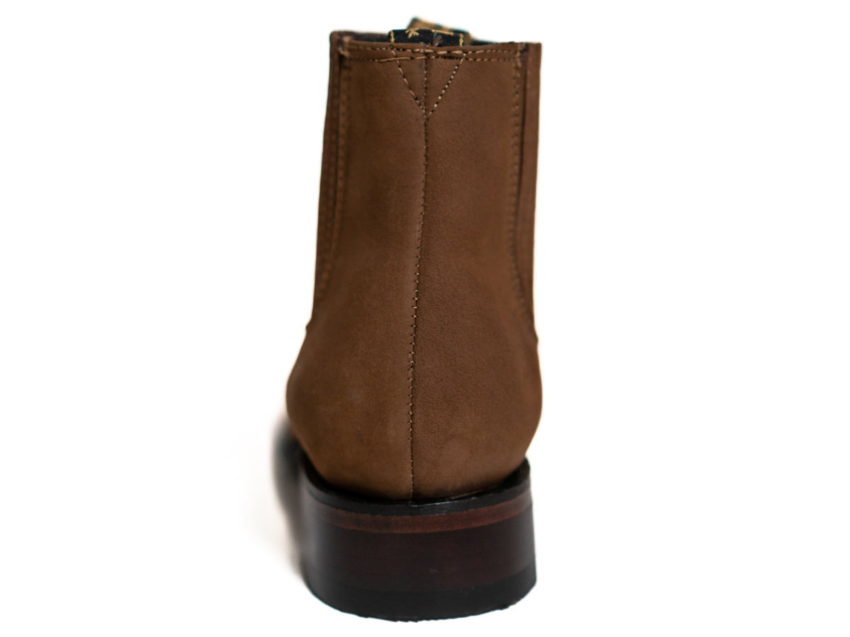 Los Altos Men's Toe Charro Short Boots Oval Nobuck Taupe