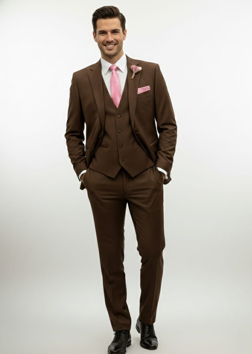 Effetti Suit Designer - 2 button Notch Lapel slim fit EF2N+V-8129 BROWN