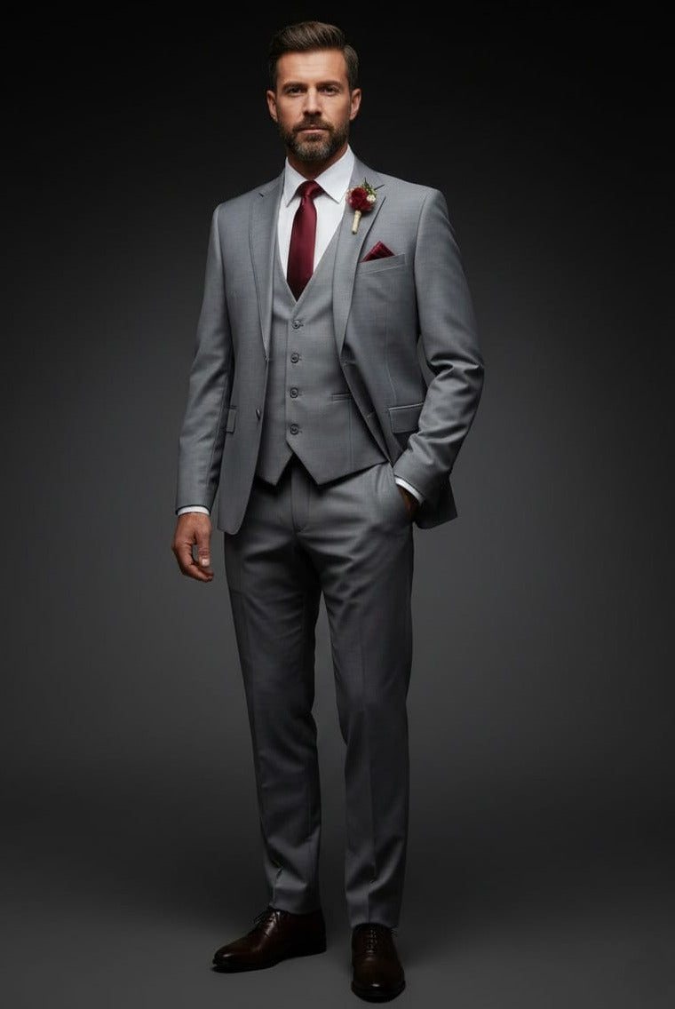 Effetti Suit Designer - 2 button Notch Lapel slim fit EF2N+V-8129 LIGHT GREY
