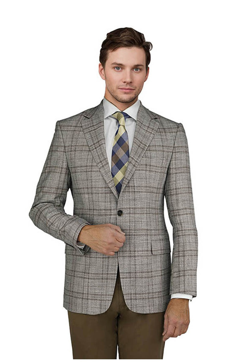 Enzo Tovare Taupe & Camel Windowpane Sports Jacket