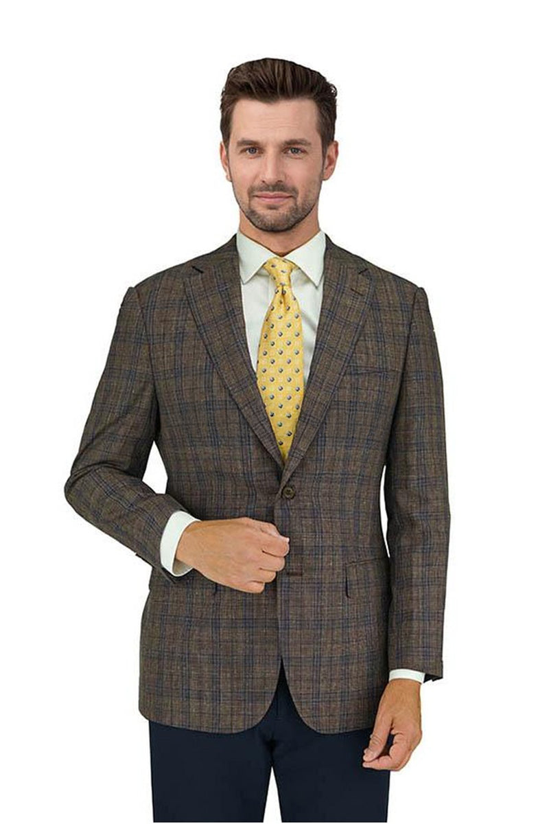 Enzo Tovare Camel & Navy Plaid Sports Jacket