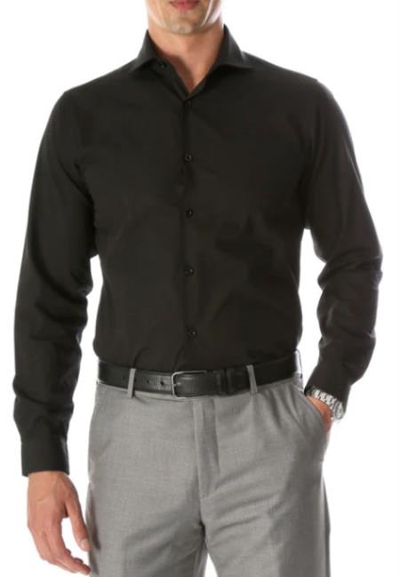 Mens Slim Fit Cotton Shirt - Black