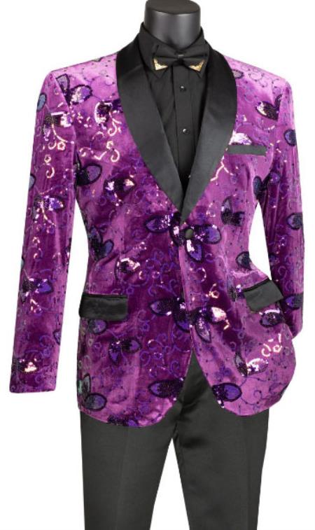 Mens Blazer - Paisley Sport Coat - Purple Prom 2026 Tuxedo Dinner Jacket Blazer