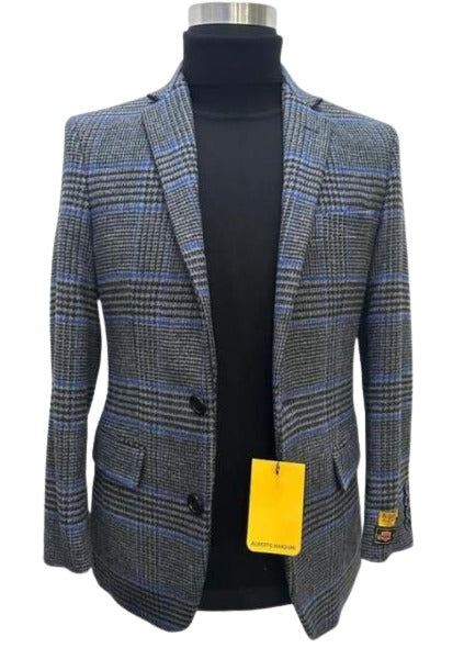 Dark Grey Houndstooth Blazer - Heavy Fabric Winter Fabric Glen Plaid Sport Coat