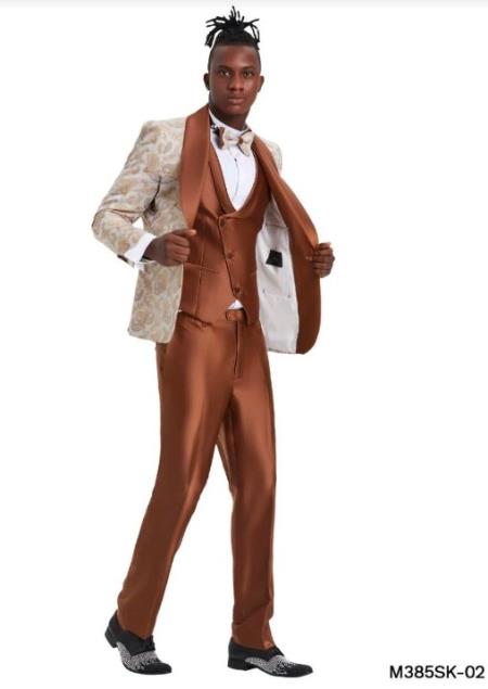 Champagne Wedding Suit - Tan Tuxedo - Ivory and Brown Tuxedo Suit