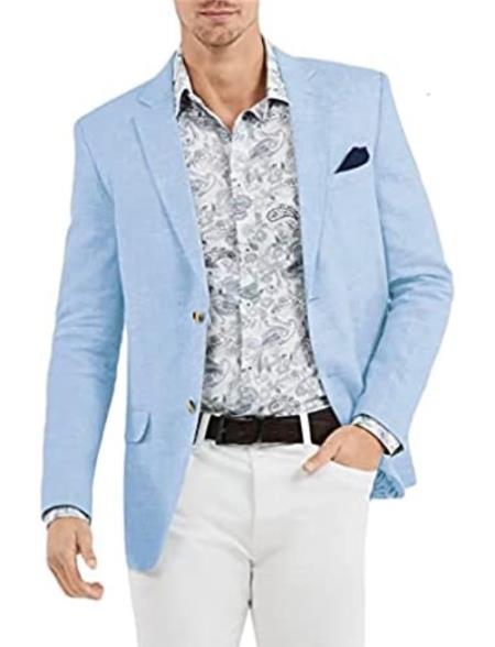 Linen Blazer - Light Blue Linen Sportcoat