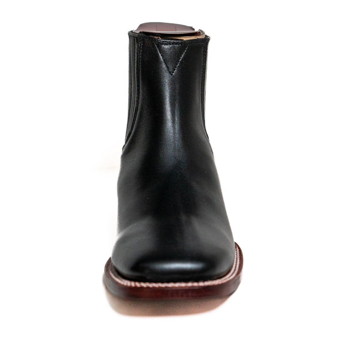 Los Altos Men's Boot Wide Square Toe Deer Black Leather Sole
