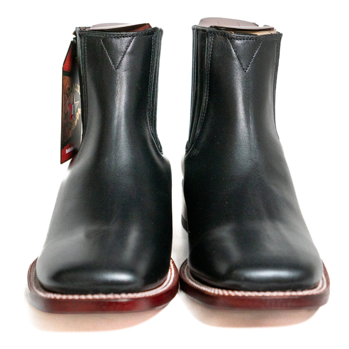 Los Altos Men's Boot Wide Square Toe Deer Black Leather Sole