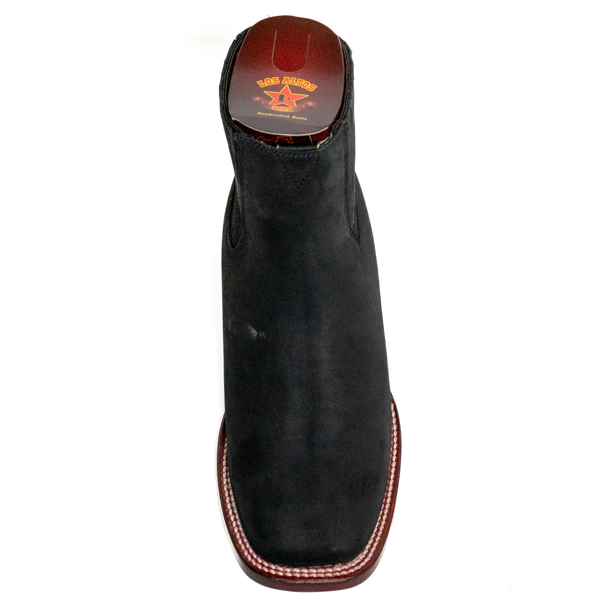 Los Altos Men's Boot Wide Square Toe Nobuck Black Leather Sole