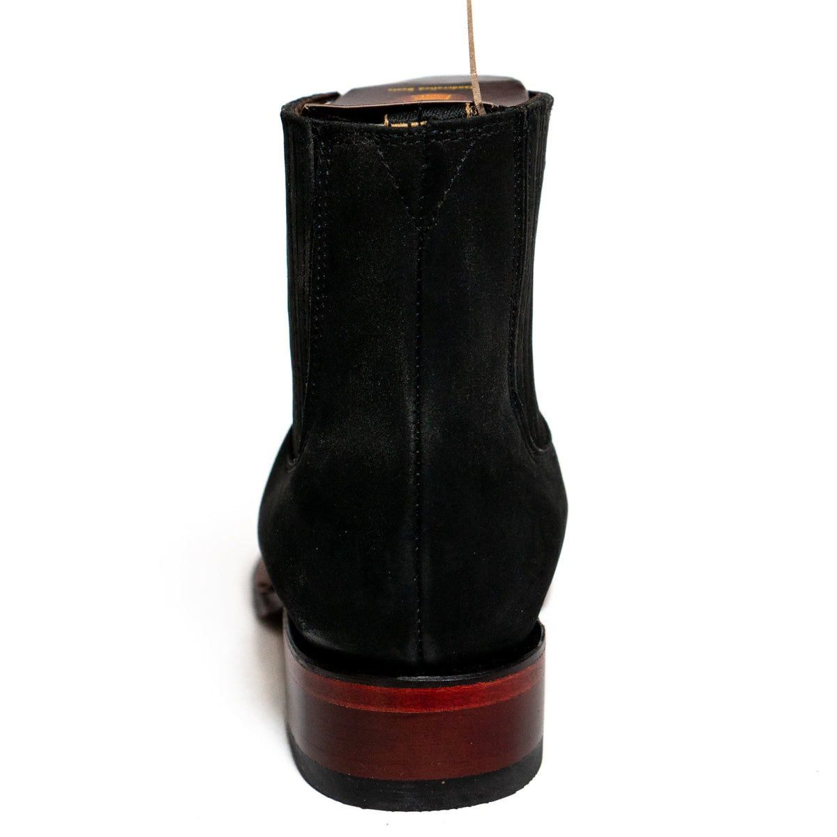 Los Altos Men's Boot Wide Square Toe Nobuck Black Leather Sole