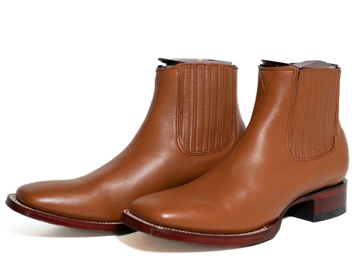Los Altos Men's Boot Wide Square Toe Deer Honey Leather Sole