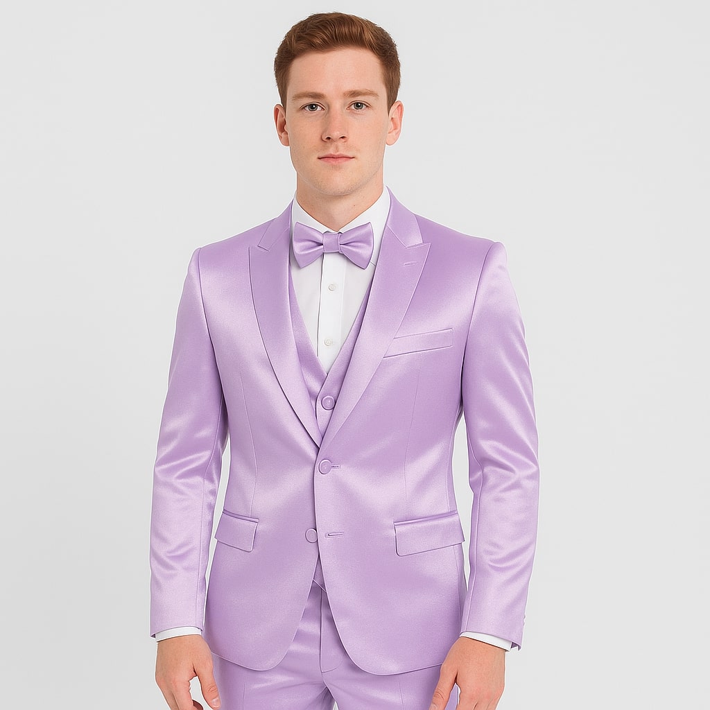 Lavender Satin Tuxedo Set – 4-Piece Statement for Weddings & Proms