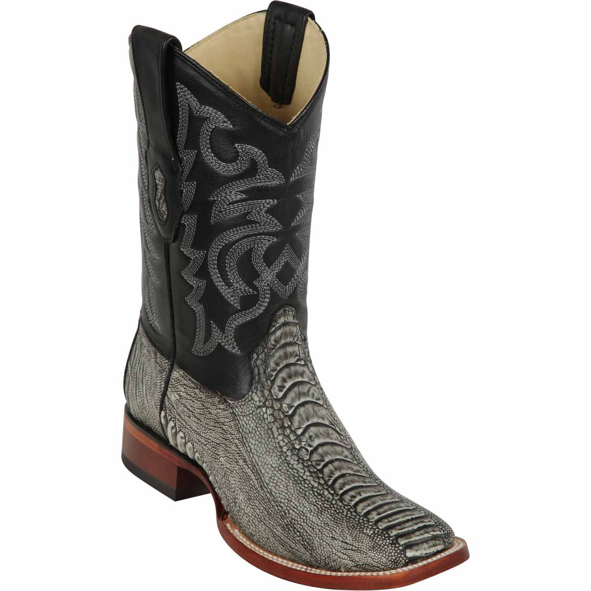 Men's Los Altos Ostrich Leg Skin Wide Square Toe Boots 82205-B