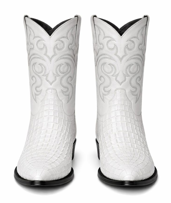 Los Altos Boots - Mens Dress Cowboy Boot - Low Priced White Crocodile Boots- in White-New Designer Collection