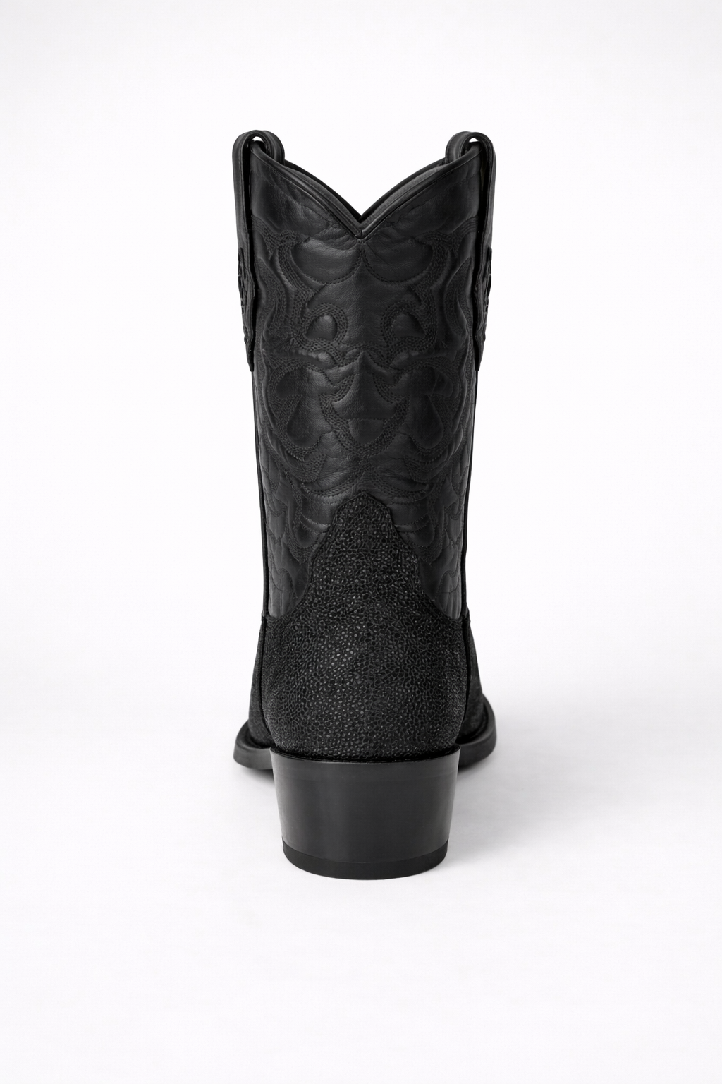 Los Altos Boots Single Stone Stingray R-Toe Black Cowboy Botas de mantarraya - Mantarraya boots-New Designer Collection