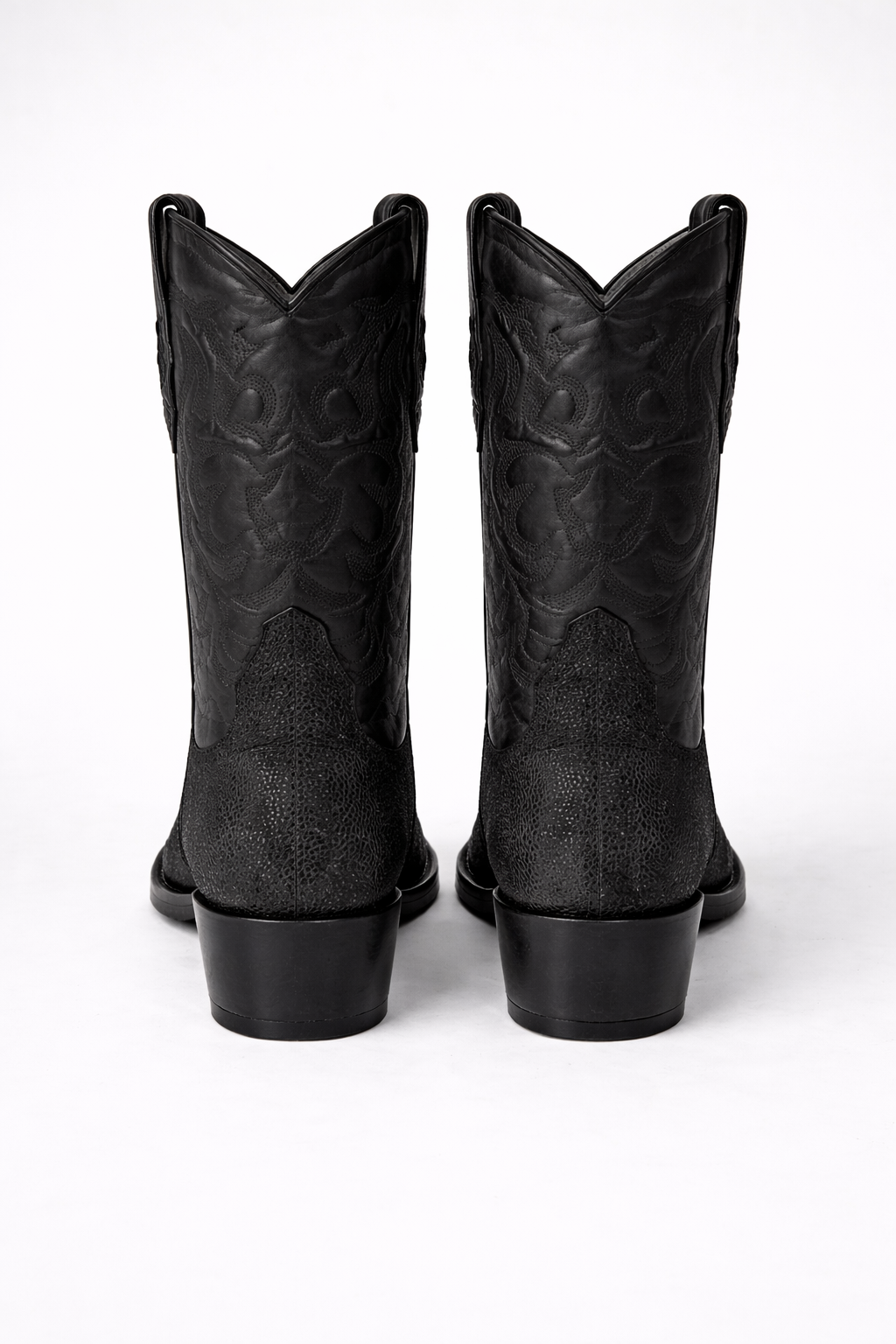 Los Altos Boots Single Stone Stingray R-Toe Black Cowboy Botas de mantarraya - Mantarraya boots-New Designer Collection