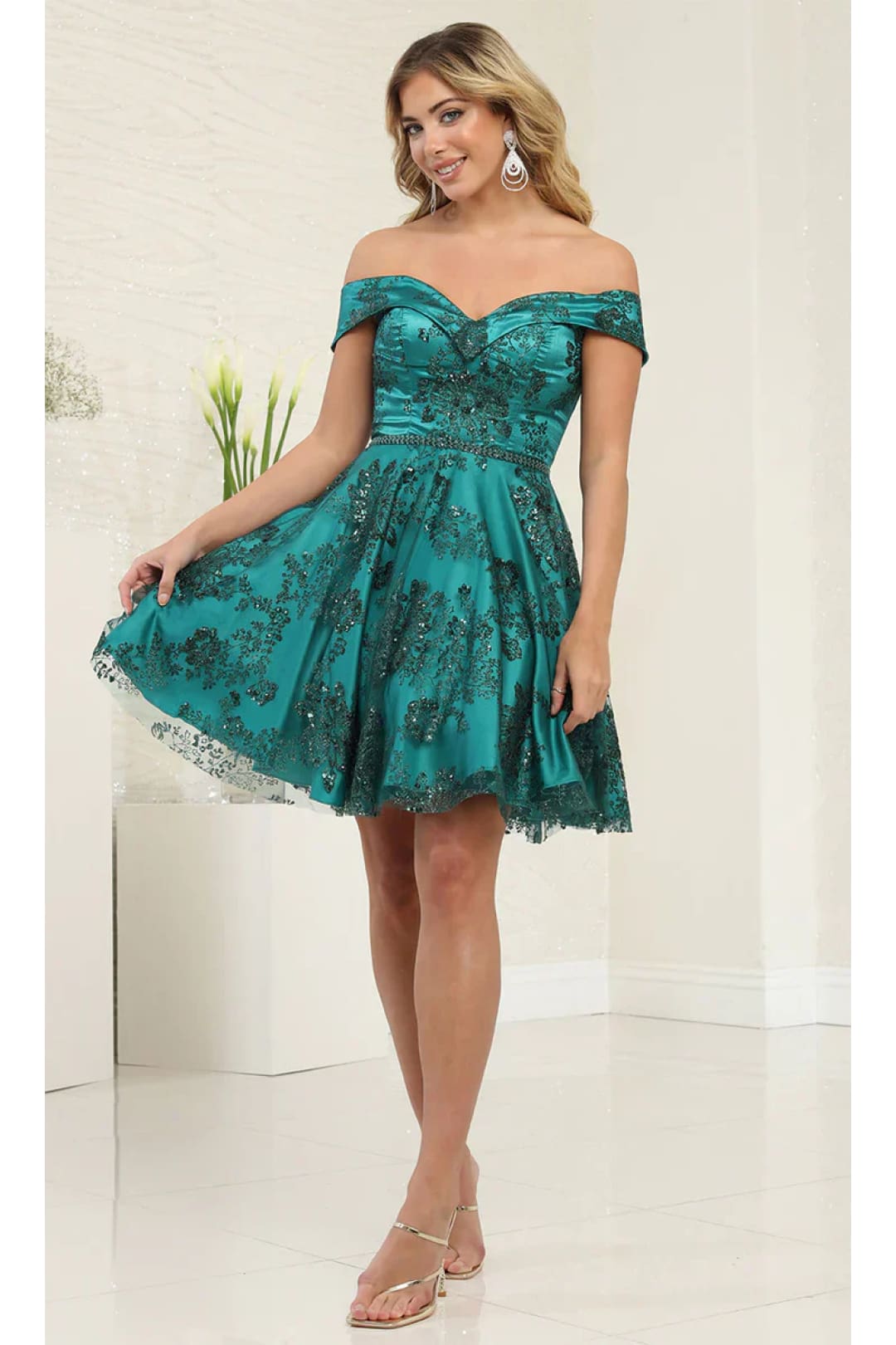 Quince Dama Dresses - Short Quinceanera Dresses in Color Hunter Green