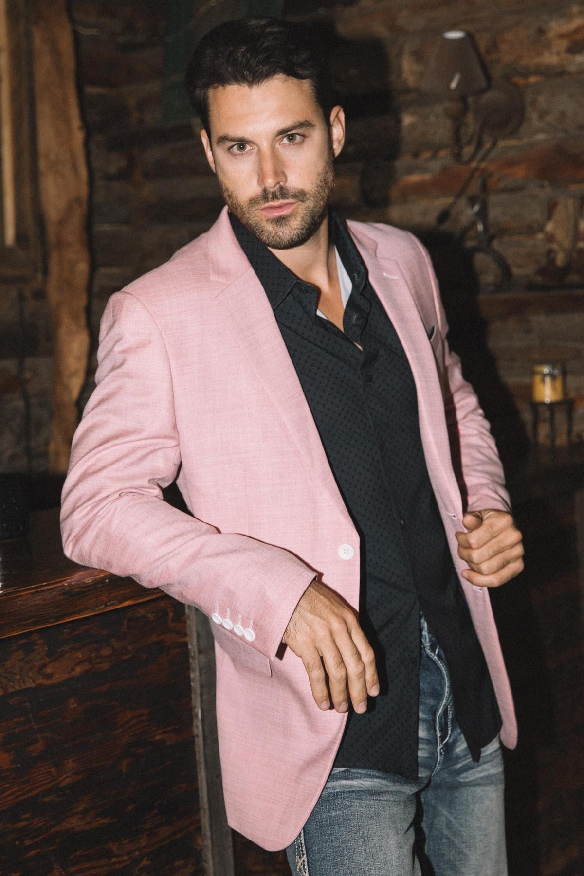 Men’s Pink Sport Coat – Modern Fit Stretch Blazer for Evening Wear