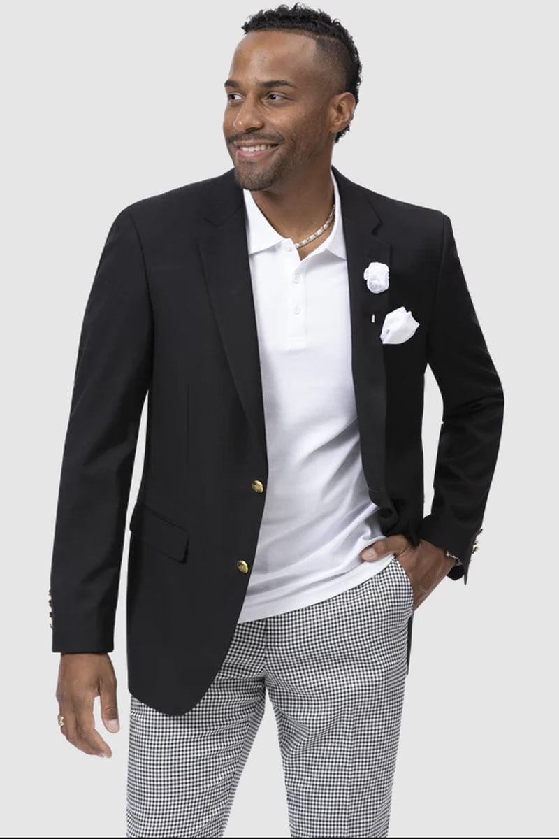 Men's Modern Black 2-Button Club Blazer by EJ Samuel