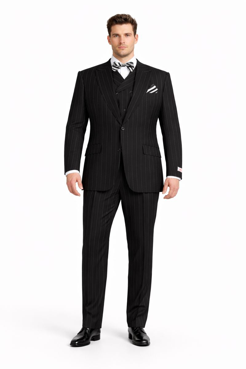 Mens Big and Tall Suits - Plus Size Black Suit For Men - Classic fit 1 Button With Vest-New Designer Collection