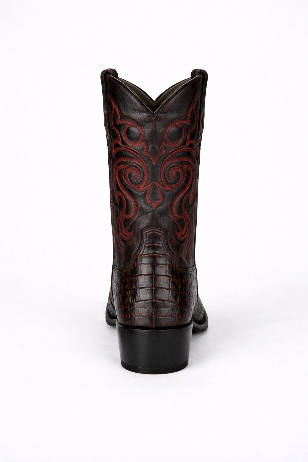 Men's Black Cherry Caiman Cowboy Boots: Genuine Leather Snip Toe Western Dress Boots-New Designer Collection