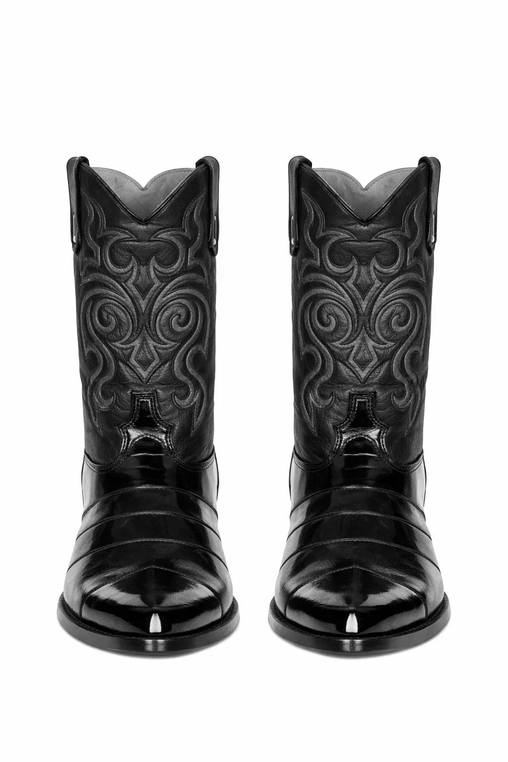 Men's Black Eel Skin Cowboy Boots - Los Altos Dress Western Boots-New Designer Collection