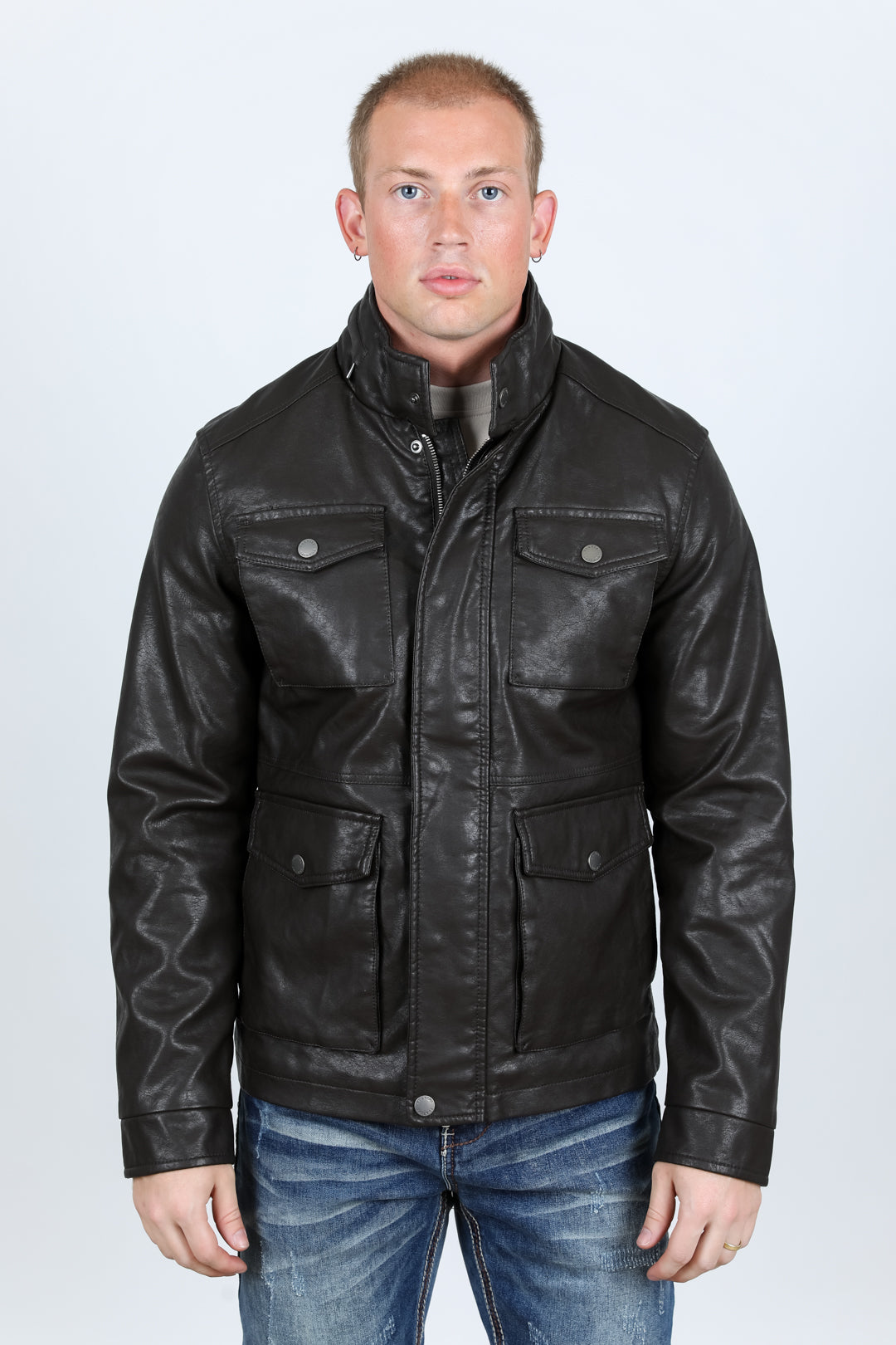 Mens Brown Western Leather Jacket - Vintage Cowboy Style
